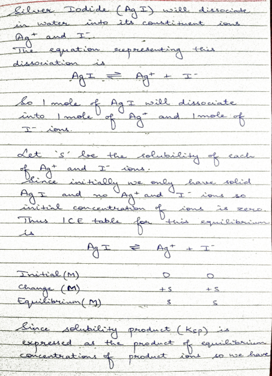 Silver Iodide (Ag I) will dissociate water into its constituent ions. Agt and I The equation representing this dissociation i
