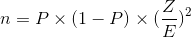 n=P\times (1-P)\times (\frac{Z}{E})^{2}