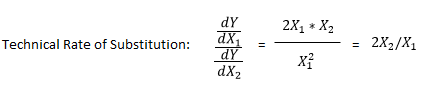 2X1 X2 Technical Rate of Substitution: Technication disminuen = 2X2/X1 *
