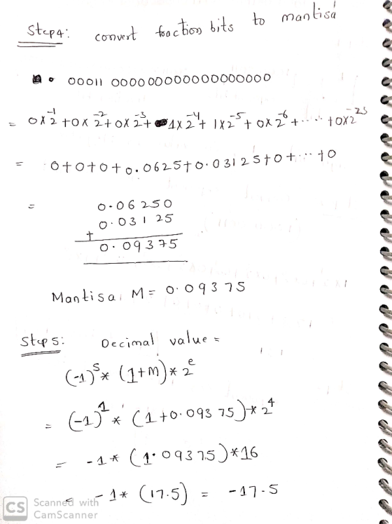 traction bits to mantisa tep 4: convert no 0001 000000000000000000 = O 2 +OX 2+OX 2 + -4 x 2 + -5 x 2 -6 +OX 2 + TOA to Ototo