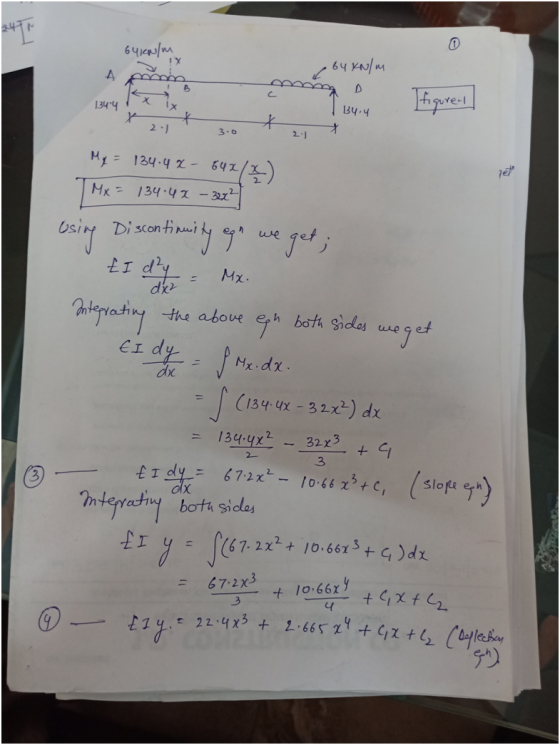 6460/m A năm by KN/m figurer 1344 m m x 2.11 3.0 X 21 B4.4 My = 134.4 2 - 64 Mx = 134.48 -322 using Discontinuity ogn we get;