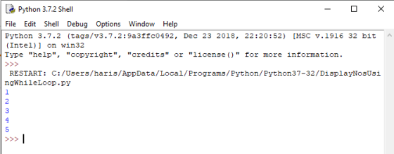 Le Python 3.7.2 Shell - 0 X File Edit Shell Debug Options Window Help Python 3.7.2 (tags/v3.7.2:9a3ff00492, Dec 23 2018, 22:2