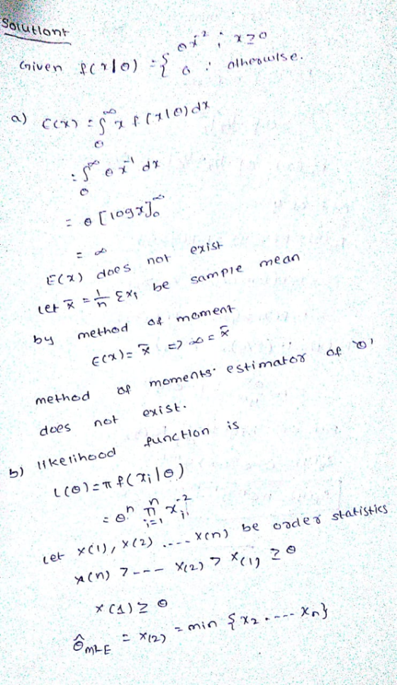 oiutlon *) doe s no exist. by method o mement moments estinate)γ.a.eb, method of does n exist functon is b) ketihood MLE- 12