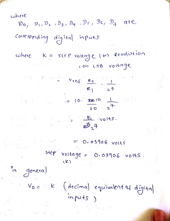 where Do, Di, D, D3, D4 D5, D6, Dj are corresponding digital inputs ? K= Step voltage for Resolution rovi LSB voltage 32: vee