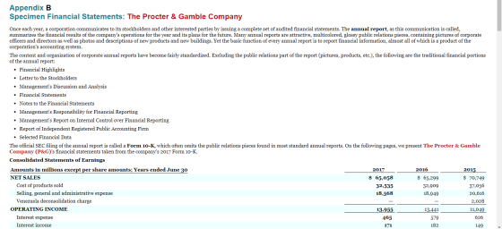 . Appendix B Specimen Financial Statements: The Procter & Gamble Company Once each year, a corporation communicates to its st