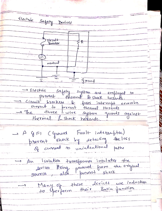 Electric Safety Devices Tircuit Breaker neutral ground → Electric si prevent employed to safety system are thermal & Shock ha