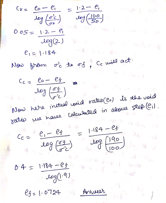 Co= co-e = 1.2-e log (oc) log (lood 0.05= 1.2-e log(2) lis 1.184 d i te Now from ac to of Cc will cact. Cc = lo- ef a 1 log (