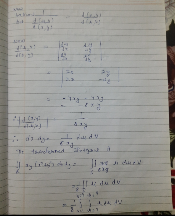 - Now We know hat dreu) Now 2x 2y - 4xy - 4xy 8ry d العمل على Bay i da dyz I deu du say The transformed Integral is If ay Cx²
