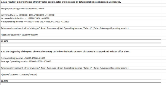 5. As a result of a more intense effort by sales people, sales are increased by 10%; operating assets remain unchanged. Margi