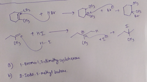 -_ Br H- I a) 1-Bromol,2ndimehy ylohesoe 2-1odo.2-methyl butane