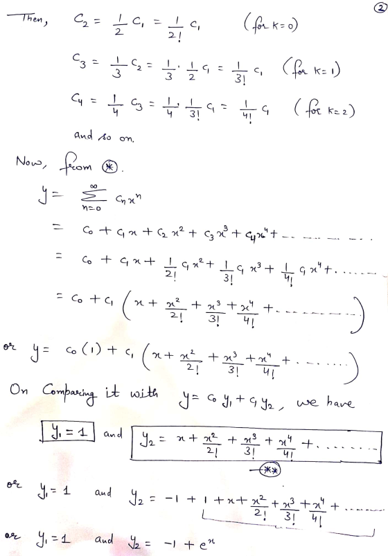 2 Then, IC, - (for k= o) 2 j 2! L G C C, (for k=1) C3 = ģes CL959 3 3! G (for kez) and so on. N Now, from ya Cnan neo - to ta