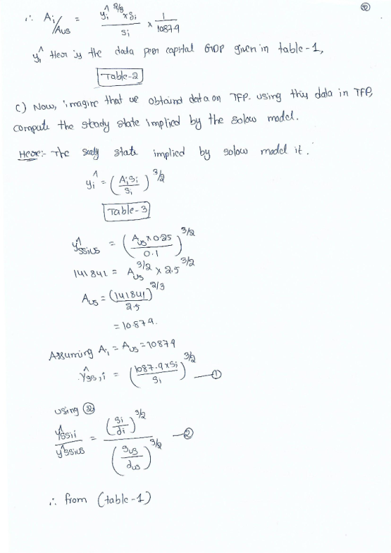 A/ Aus 087.9 3i Heothe dada prei caprlal G0P guen in table-1 Table-a c) Now,imaginr that ue obtaund det a on DfP. USirg thiy