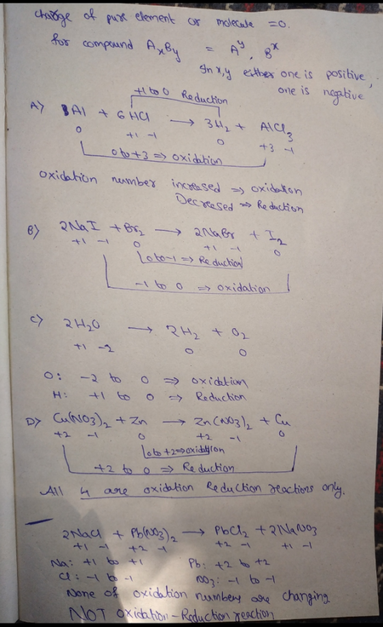 charge of pure element for compound Axby of molecule =0. = A BR Inx,y either one is Reduction one is t to o positive negative