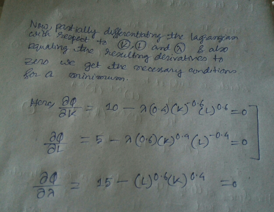 Noes, partially differentiating the lagrangian with respect to , and @ & also equating the resulting derivatives to zero we g
