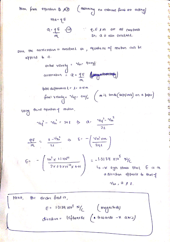 Henu, from equahsn O D asuming no exkrnat foraj ari ach So, a ù also Conslani. applied ct n it (anda(-1.p:/冖6) ‘n abak third eqoahn mohbn USi 2 2a m. 21 2c 1-3134 xIo a direchon osit to that Hena, the elechc prud s, diech an= leftwards (a towards -X a.