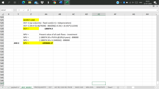 C W ENG 03:23 22-07-2020 99+ 26 Х AE547 . Х Y Z АА AB AC AD AE AF AG AH 524 525 WORST CASE OCF = ( (sp-vc)(units) - fixed cos