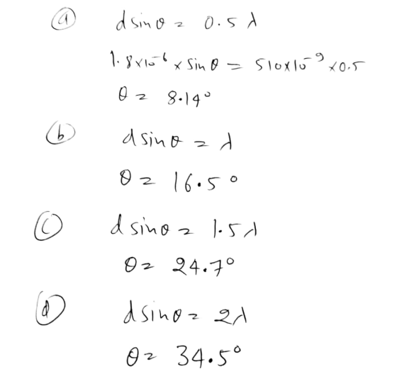 d sino z 0.5 5 1. 8 v1o?x Sin O - Sloxlo = Sloxló ?x0.5 8.14° (6) d sino z d O z 16+50 d sino z 1.5d Oz 24.7° dsinoz 21 ©z 34