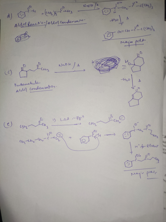 Nool com), dj u enten o Aldo Reaction Aldof Condensation H2o (H=CH-1 - c (CHA) major pale Md Dusamolenler Alche condensation.