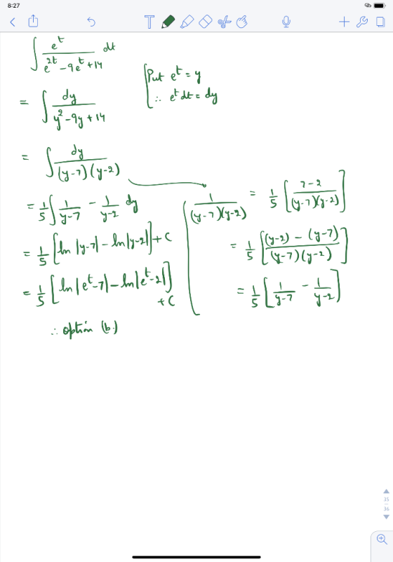 8:27 < ► s T o of B e too eM 14 1. Put etay . : et dt = dy r 7-2 - Sony =) if yz je to = {im 19–74 - Anly 74c move $ (6-1939)