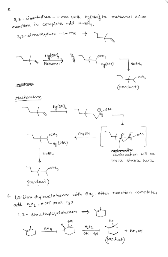 methanol After 2-dimethylhex -i- ene with Hg (OAC), in reaction in complete add NaBra. 3,3-dimethylhex -l- ene L Hglone) |