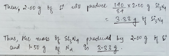 Then, 200g of so will produce 140 x 2.00 g Signa - 3.33g of signa Thus, the mass of Sin Na produced by 2.00 g of so and 1.50