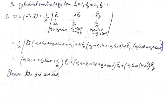In cylindrical condimenteystem th= 1, 6,=1, p = So vx laxa) = lê soo (@ So v* (***) The , Song Jy / Lirsino ar logo = ( 012 6