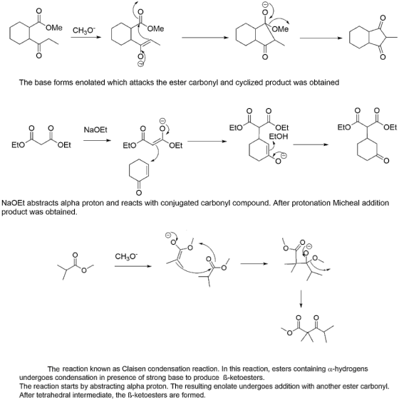 OMe OMe OMe CH3O The base forms enolated which attacks the ester carbonyl and cyclized product was obtained OEt EtO OEt EtOH