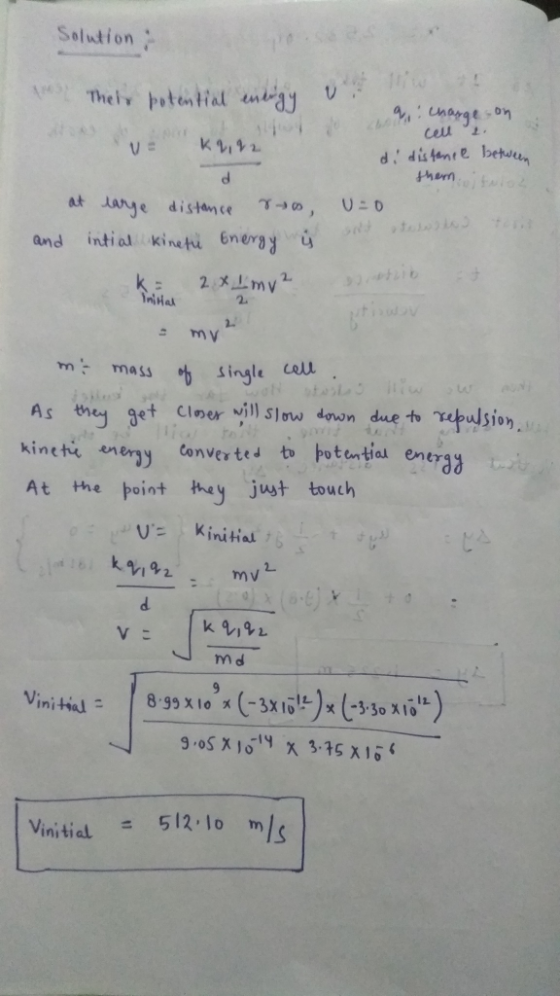 Solution : To Their potential energy ve a charge on cell to di distance between K2, 92 d them to at large distance reo U=0 an