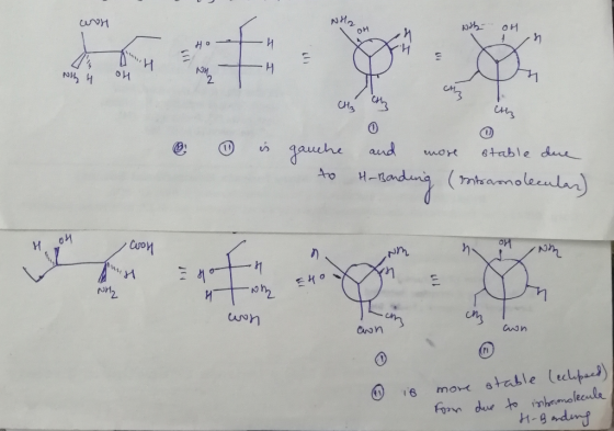 NH won nn Noth on E poi Nң и CH₂ cl Chis O is gauche to and more stable due H. Bonding (intramolecular) 041 Coon h Ham non HO