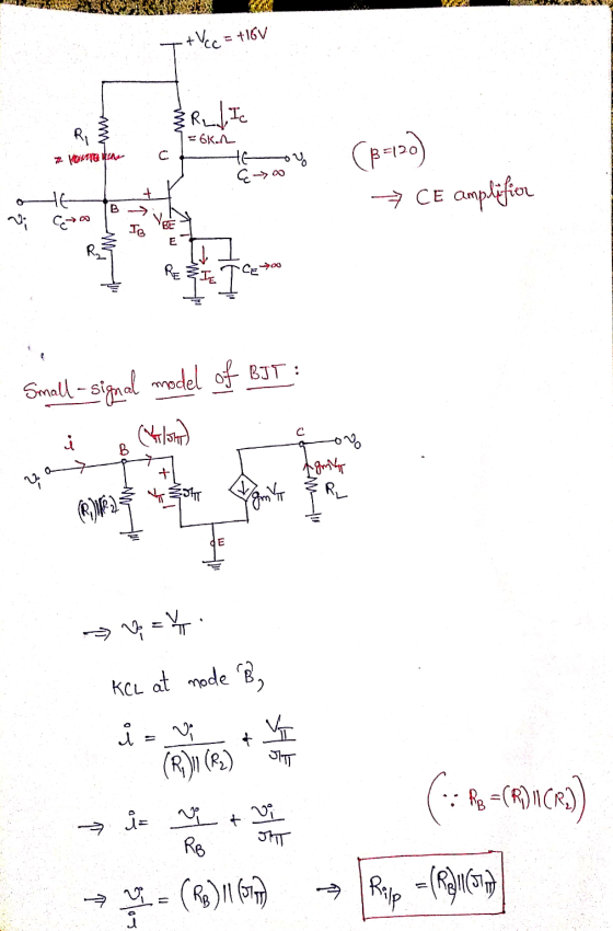 04 T +Vcc = 16V RL / Ic = 6K. VONG A moy (p=120) → CE amplifier oteto Coto | Ja YBE & T T Cetou W Small - signal model of BJT