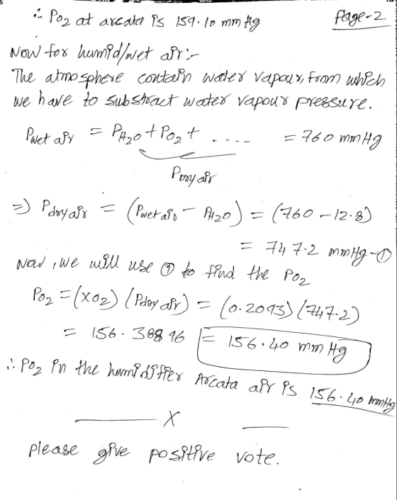 i Por at arcate is 159.10 mm Hz page-2 Now for humid/wet apris The atmosphere contain water vapour, from which We have to sub