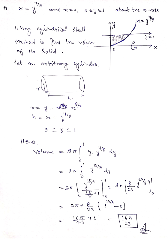 AO X = so A/B x=y G X of the let an h. 29 (1-0) # and na x=0, ozy Z1 about the n-axix ny using cylindrical shell y=1 Method t