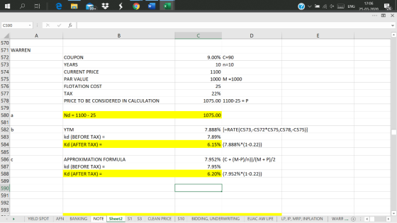 v ( * 12:06 ENG 25-03-2020 26 C590 570 571 WARREN 572 573 574 COUPON YEARS CURRENT PRICE PAR VALUE FLOTATION COST TAX PRICE T