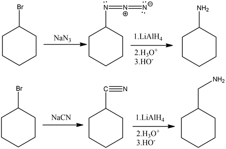 Br
EN=NO
NH2
NaN3
1.LiAlH4
0-50
0-6=8
2.H20+
3.HO
NaCN
1.LiAlH
2.H20+
3.HO