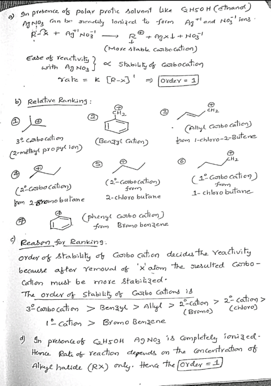 In presence of polar protic solvent like C H50 H (ethande) AgNO₃ Can be readily ionized to form Agt and nog ions. R-% + Ag