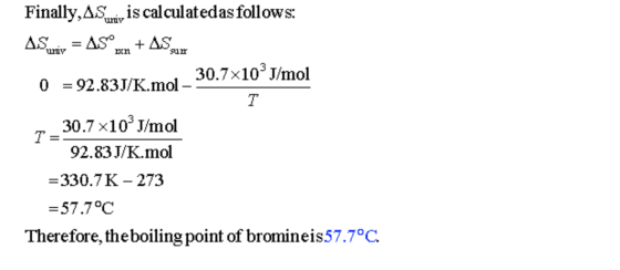 Finally, AS is calculatedas follows: AS war = 45° WX+ASUB 0 = 92.83J/K.mol - - 30.7x10²J/mol 30.7 x10 J/mol 92.83J/K.mol =330