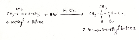 CH3 CH3-C = CH-CH3 H₂ Oz - + H By 2 2-methyl-2- Butene CH3-C- CH - CH₂ H Br 2-Bromo - 3-methyl butane