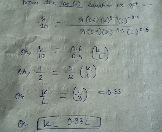 from the top (2) canation we get - a co-c) (130:403-04 2 (0:4) (K)-0.6 (4) 0.6 ou, no ne (1) on, L = () 04 ķ = 6) = 0.33 rka