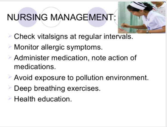 NURSING MANAGEMENT: Check vitalsigns at regular intervals. Monitor allergic symptoms. - Administer medication, note action of