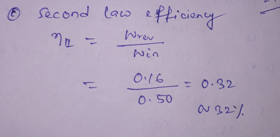 second law law efficiency ne Wrew Win 0.16 = 0.32 0.50 a 32%