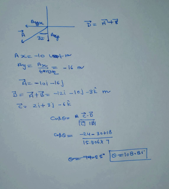 B = À 48 32: Axato Ay= Ax optim = -16 m. tanam Da 101-16) B = A + B = -21 - loj-3 da zitaj-6k m Coloz ne - B Copo CIBI -24-30