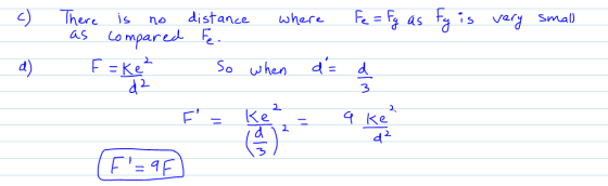 - as compared c) d) There is no F = ke distance where Fe = fg as fy is very small So when d = a E. (Flaq