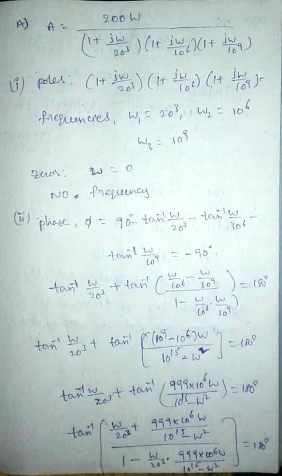 A A 2004 (it iw ) (It swt tha) 6) poles. (It iw) (H IW ) (1 + Swag- frequencies, w = 203, W₂ = 106 - W2 = 109 zeros: wao No f