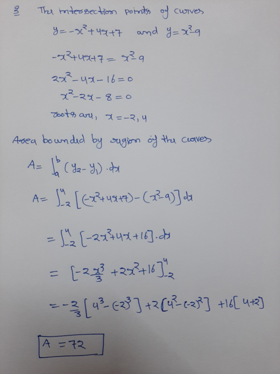 | 100 The intersection points of curves y=-5c2+45177 and y=x²q -S2+4547=sRq 231²_48-16=0 x²-26-8=0 roots are, x=-2, 4 Asea bo