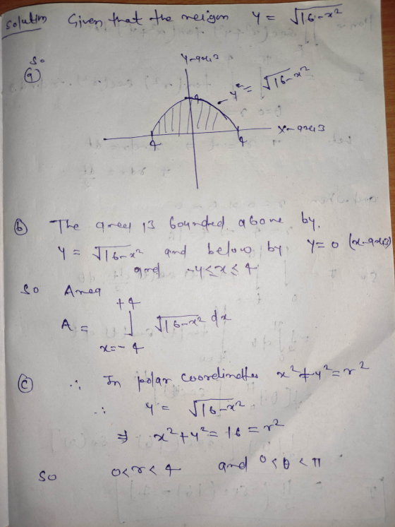 solulim Given that the neigen Y = √16-22 ५-१० ea Y = 160x2 Xe gre3 4 The area is boundred abone by, Y = 16x² and and below. b