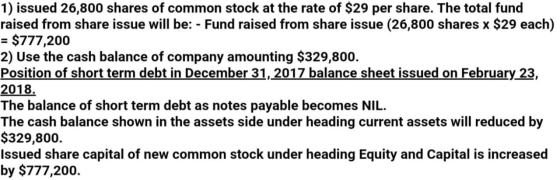 1) issued 26,800 shares of common stock at the rate of $29 per share. The total fund raised from share issue will be: - Fund