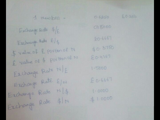 1 Hew bill - 0-6250 20-256 O1 5000 Eo-6667 Exchange Rate &/E Exchange Rate £/& $value of £ portion of No £ value of & portion