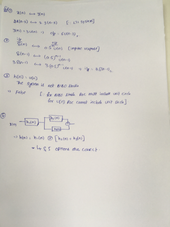 Po ain) yon) 24(n-3) (n) = Bulm) y(n-3) [: LT1 System) Op cuin-3), o n s S(n-1) O 38non co) Cimpune response) (65)ben-1) 3 (