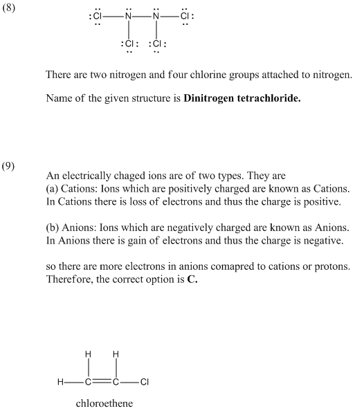 CI: CI: There are two nitrogen and four chlorine groups attached to nitrogen. Name of the given structure is Dinitrogen tetra