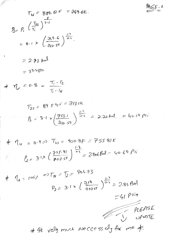 PAGE 2 2 Tas 889-61 F = 749.6K. 7-1 Tes) (The B- Pi 0.4 (motor 8.1 x 799.6 777.59 = 2.72 bol = 39-4575; To - Tz A ni 50:8 Ti-